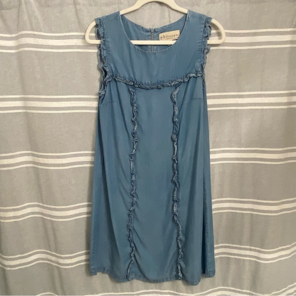 PHILOSOPHY / Chambray Sleeveless Ruffle Dress Size S